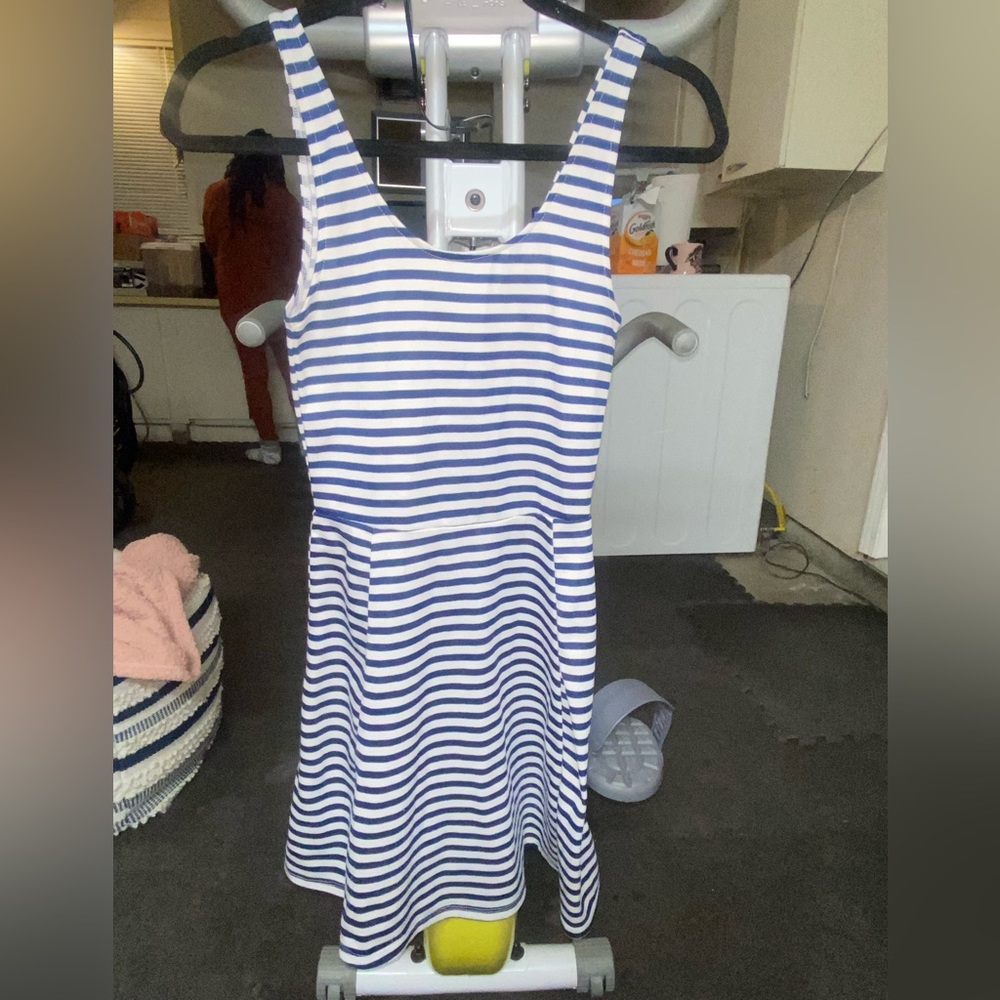 Blue and white dress